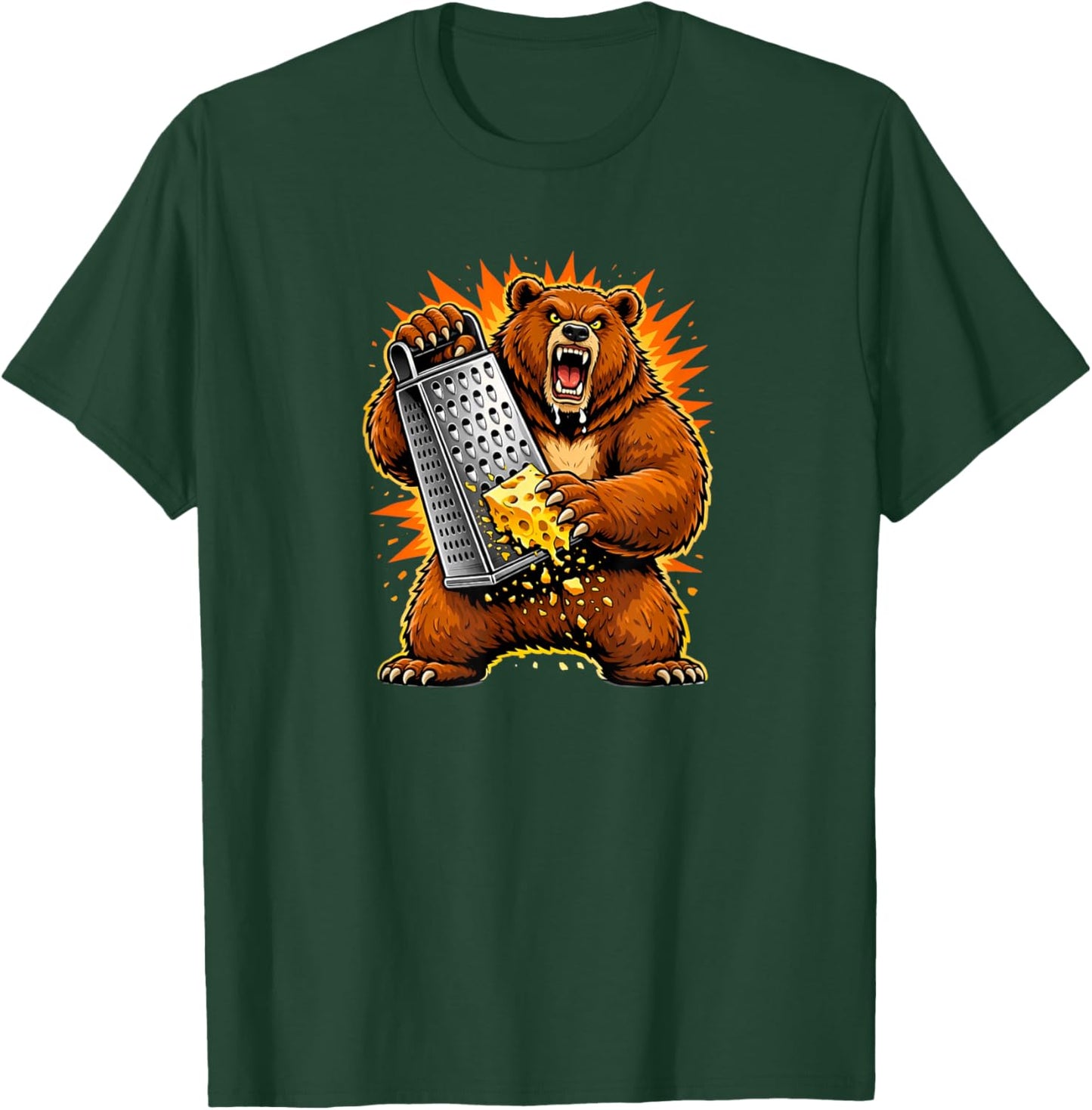 Angry Bear Grating Cheese Grater Hater T-Shirt - T-Shirt | Forest