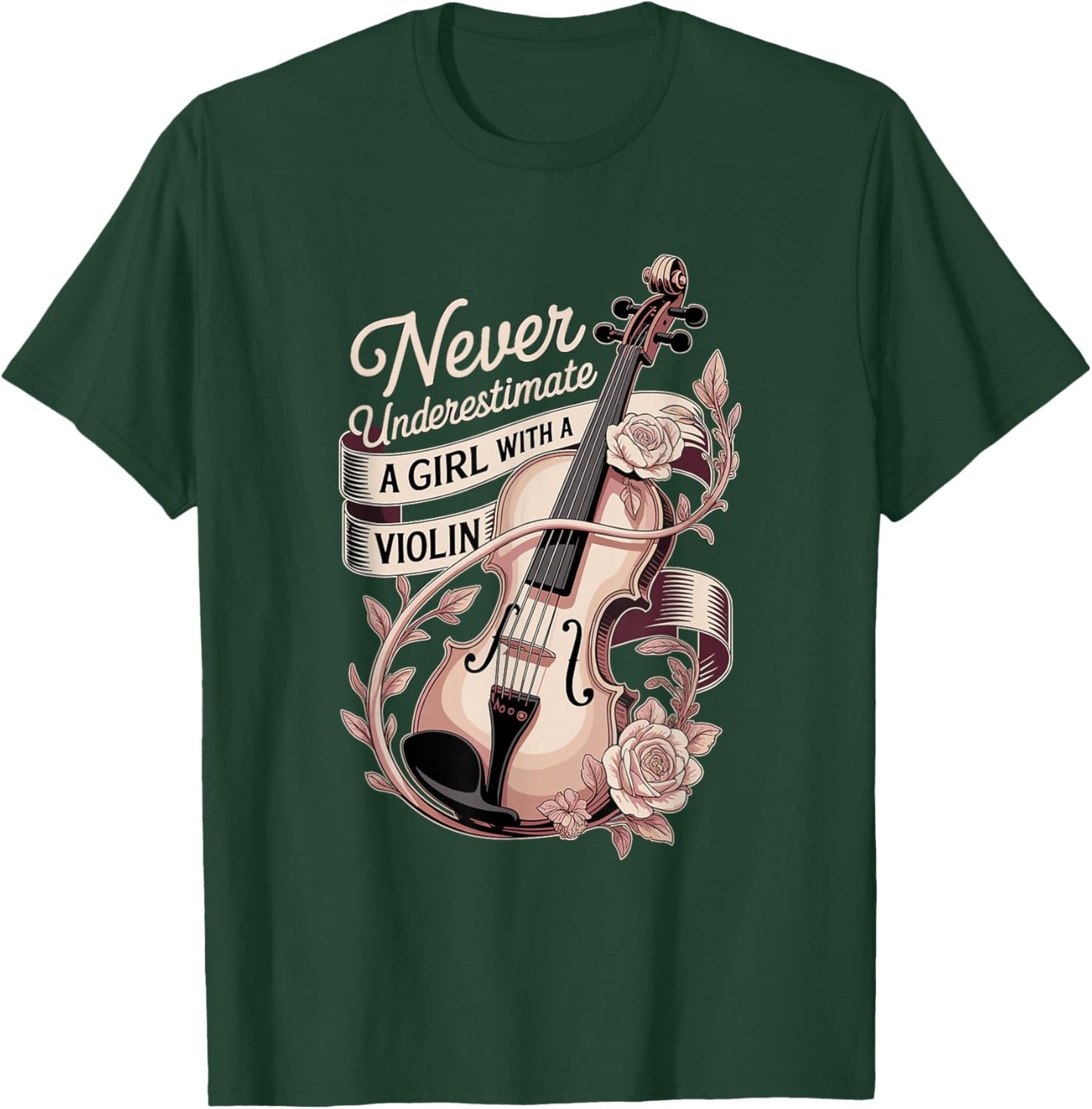 Never Underestimate A Girl with A Violin Music T-Shirt - T-Shirt | Forest