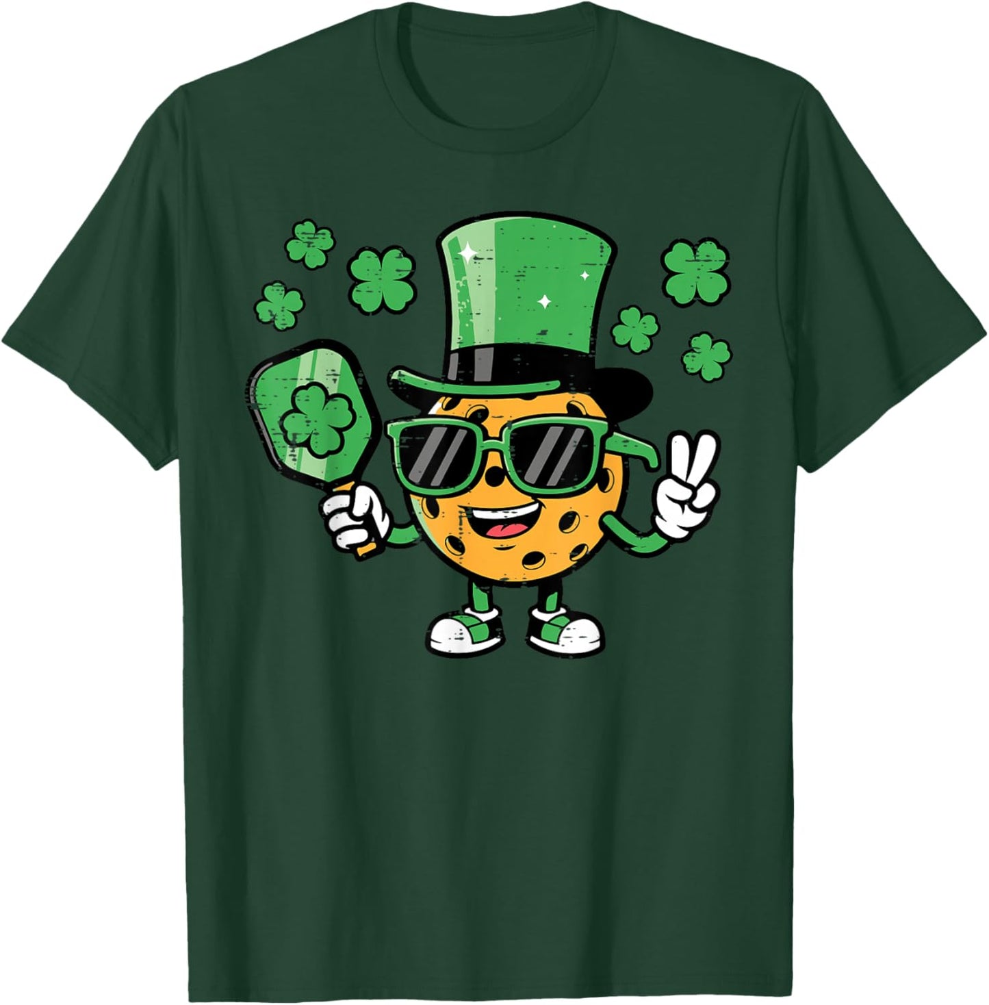 St Patricks Day Pickleball Saint Paddys Irish Men Women Kids T-Shirt - T-Shirt | Forest