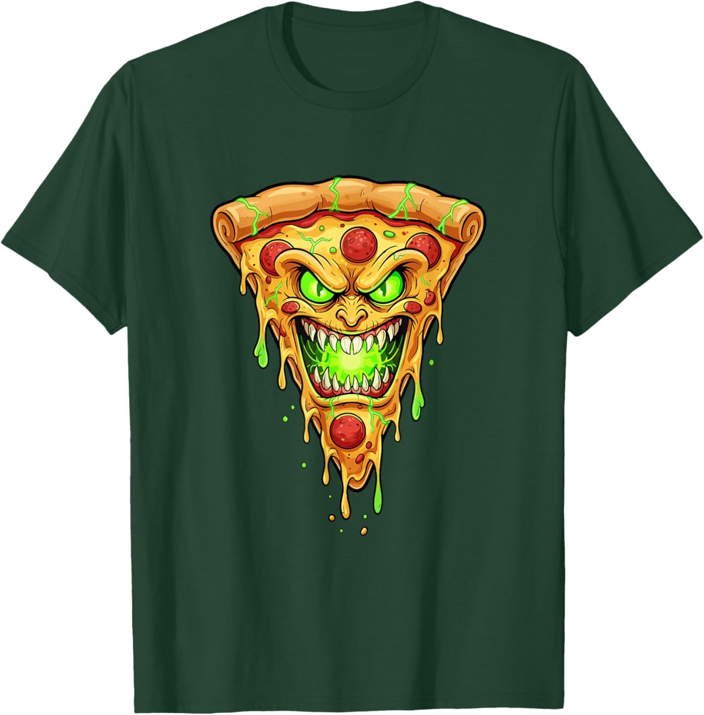 Evil Mutant Pizza Slice Acid Horror Face T-Shirt - T-Shirt | Forest