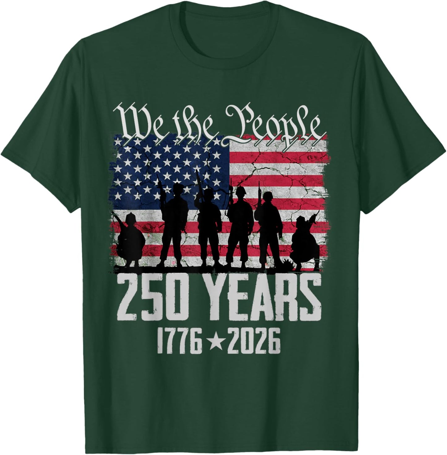 Flag Vintage 250 Years American 1776 2026 250th USA Birthday T-Shirt - T-Shirt | Forest