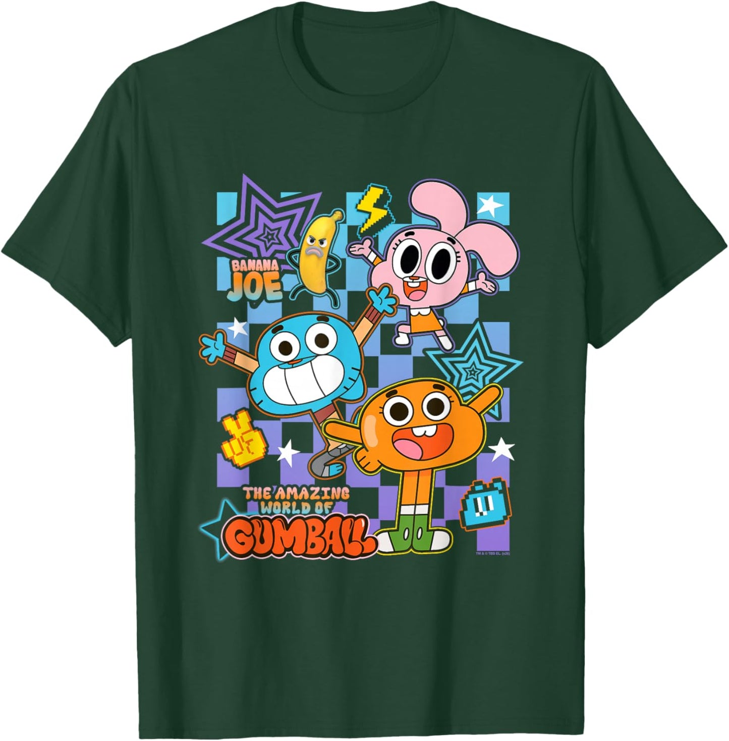 TAWOG Colorful Checkerboard Character Collage Cartoon T-Shirt - T-Shirt | Forest