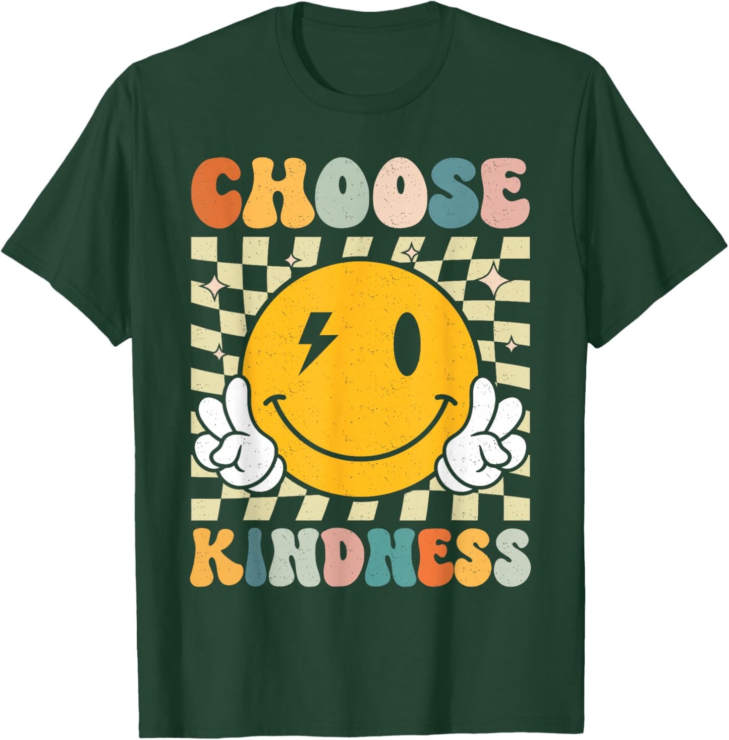 Choose Kindness Smile Face Groovy Be Kind Inspirational Kids T-Shirt - T-Shirt | Forest