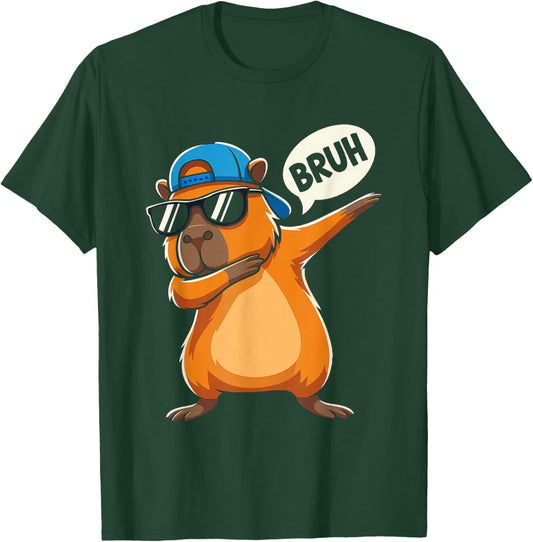 Bruh Cute Dabbing Capybara Animal Boys Men Kids T-Shirt - T-Shirt | Forest