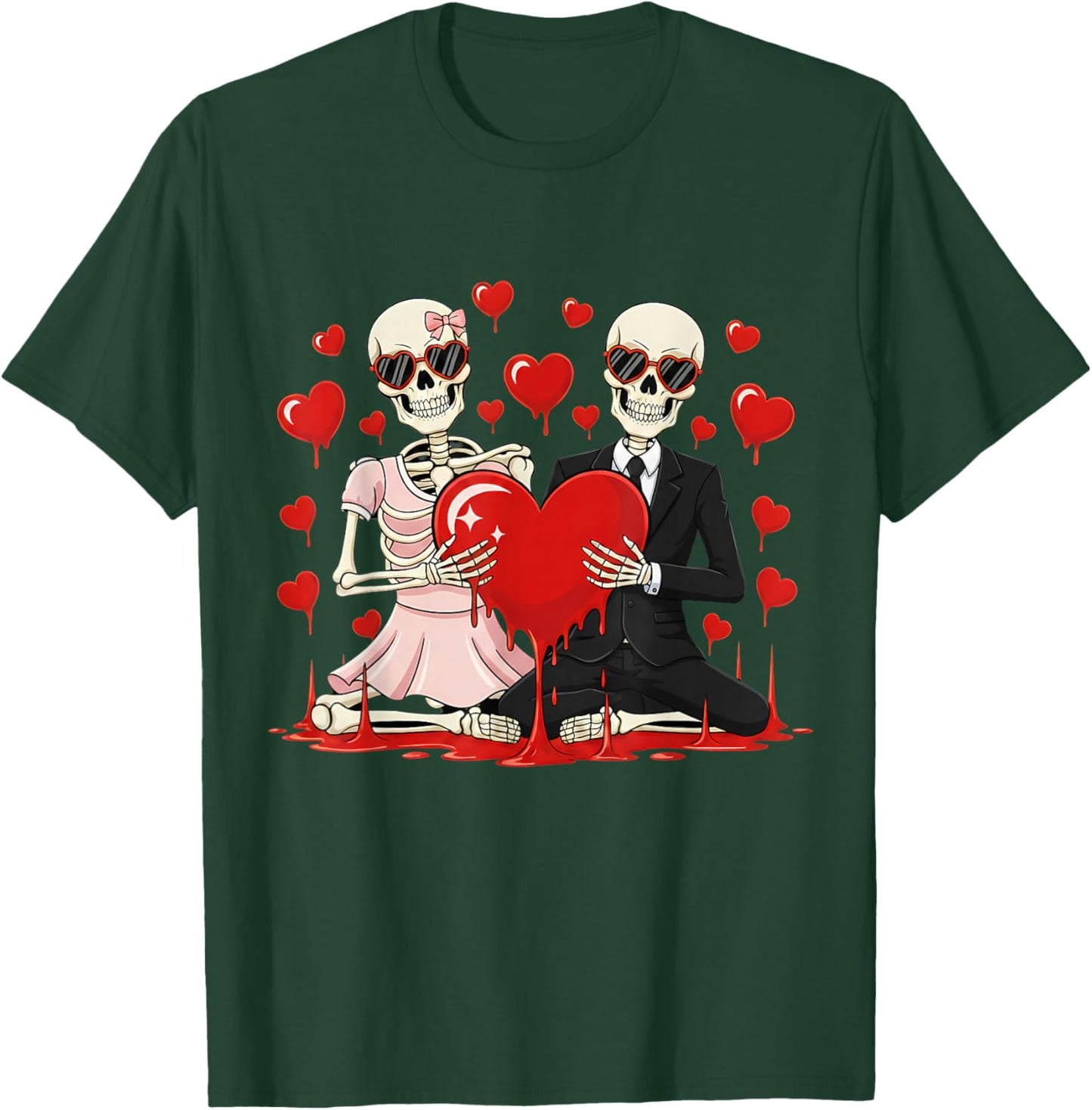 Valentine Skeleton Lover Cute Valentines Day T-Shirt - T-Shirt | Forest