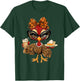 Thanksgiving Turkey Drinking Coffee Leopard Bow T-Shirt - T-Shirt | Forest