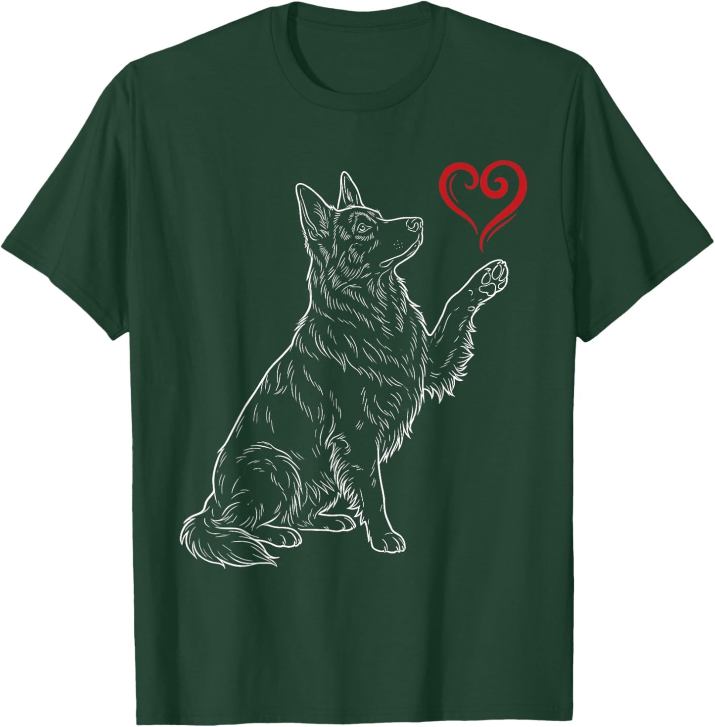German Shepherd Lover Dog Art Holding Heart Valentines T-Shirt - T-Shirt | Forest