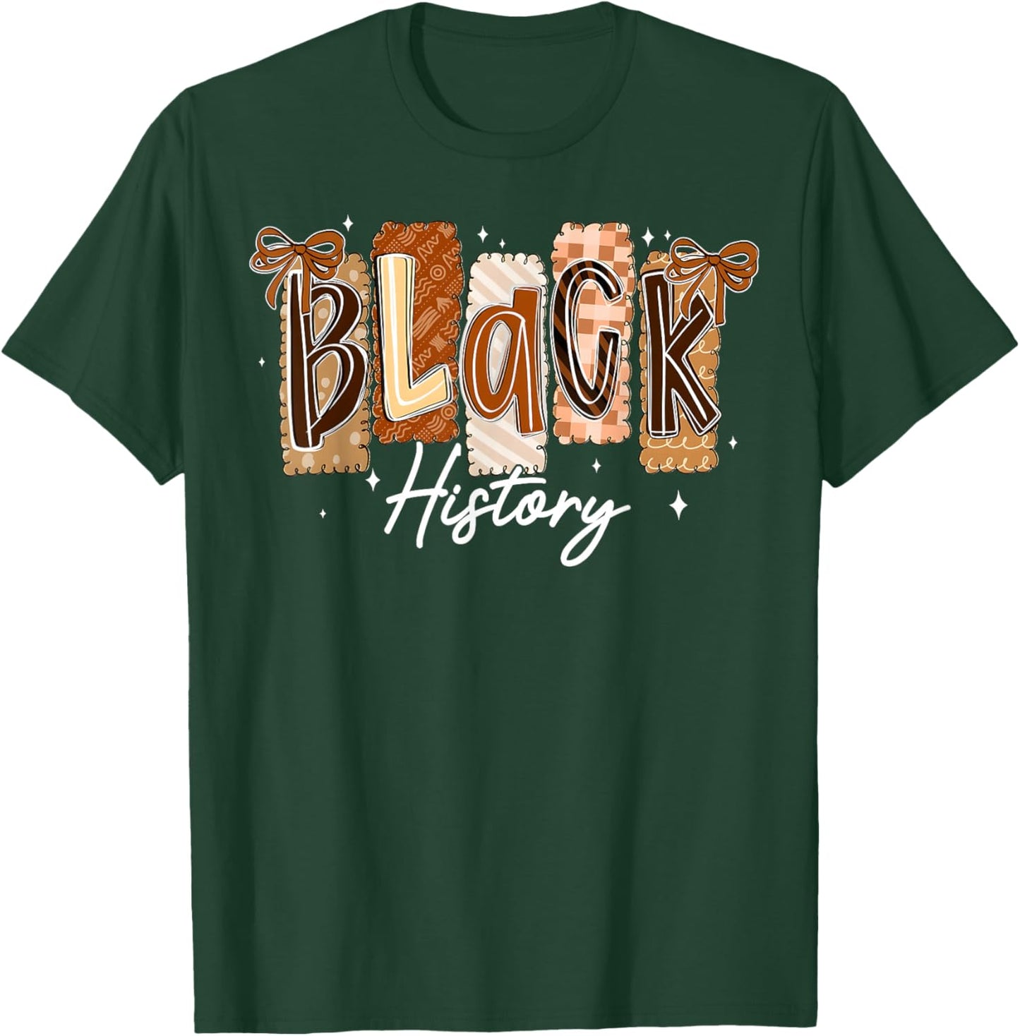 Preppy Black History Coquette Bow African Girl Women Kid T-Shirt - T-Shirt | Forest