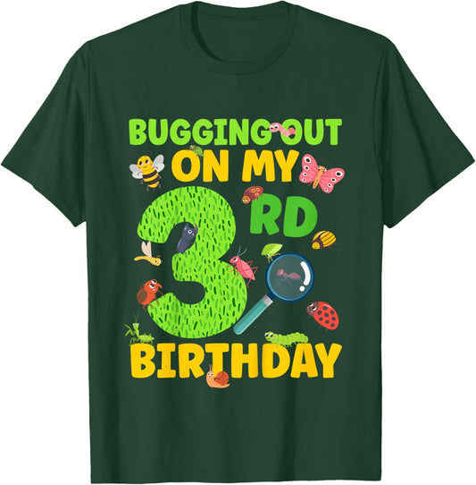 3rd Bug Birthday Party 3 Year Old Bugs Birthday T-Shirt - T-Shirt | Forest