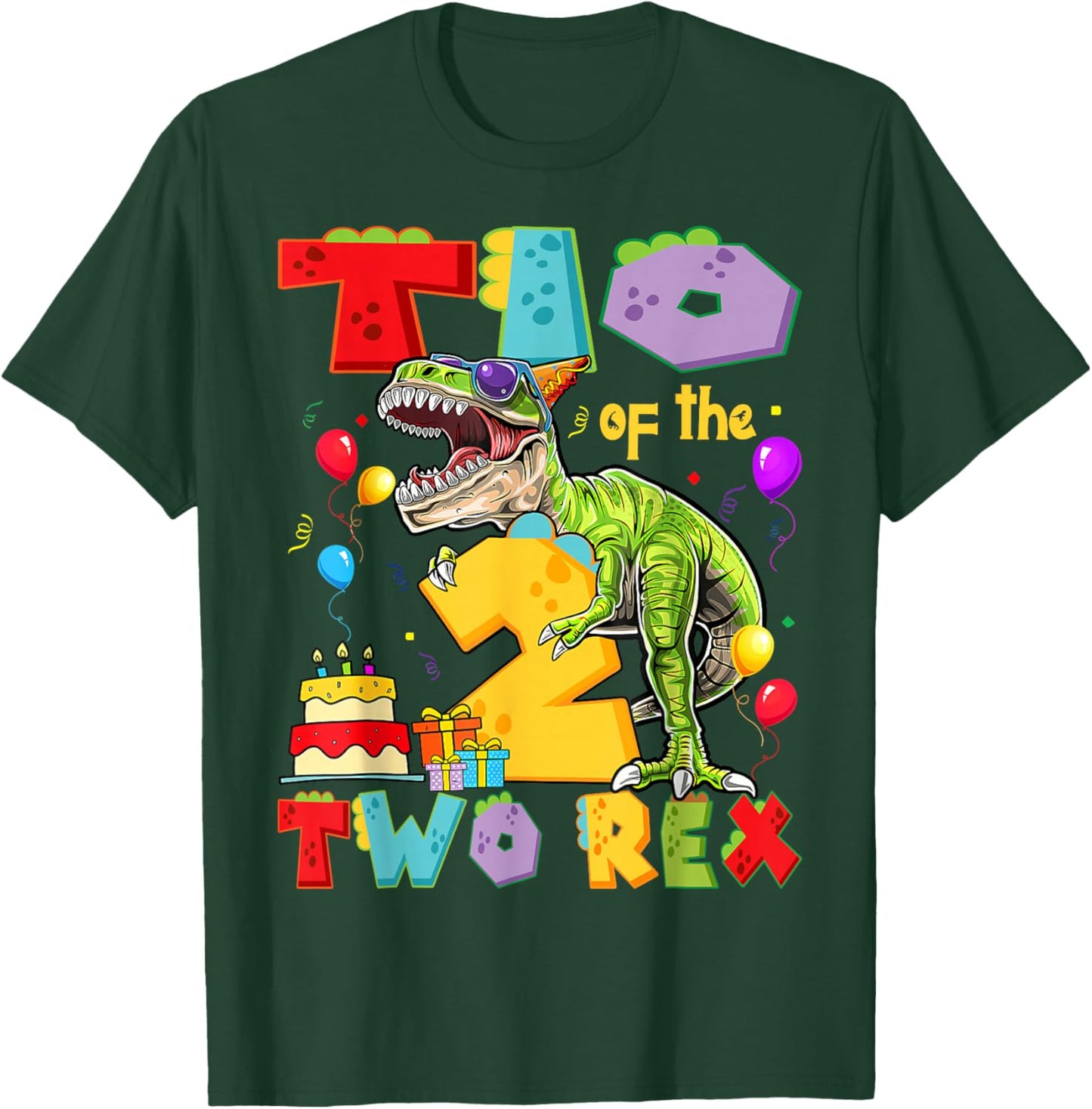 TIO of The Two Rex 2nd Birthday Boy Dinosaur T-Rex T-Shirt - T-Shirt | Forest