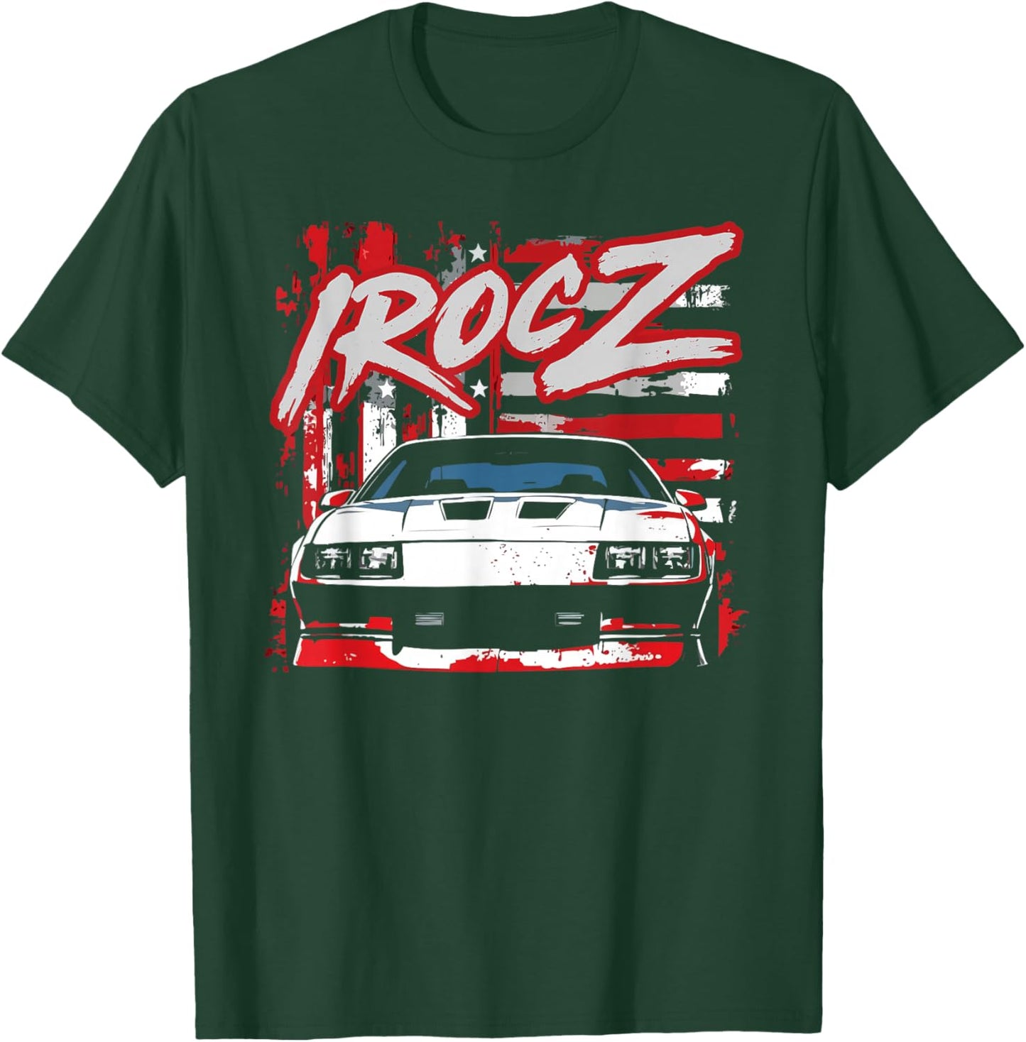 American Classic 1985 IROC Z Front Profile Shot USA Flag T-Shirt - T-Shirt | Forest
