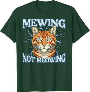 Orange Cat Mewing Not Meowing Funny Meme Men Women Kids T-Shirt - T-Shirt | Forest