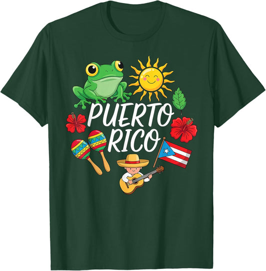 Puerto Rican Outfit Hispanic Puertorico Boricua Rican T-Shirt - T-Shirt | Forest