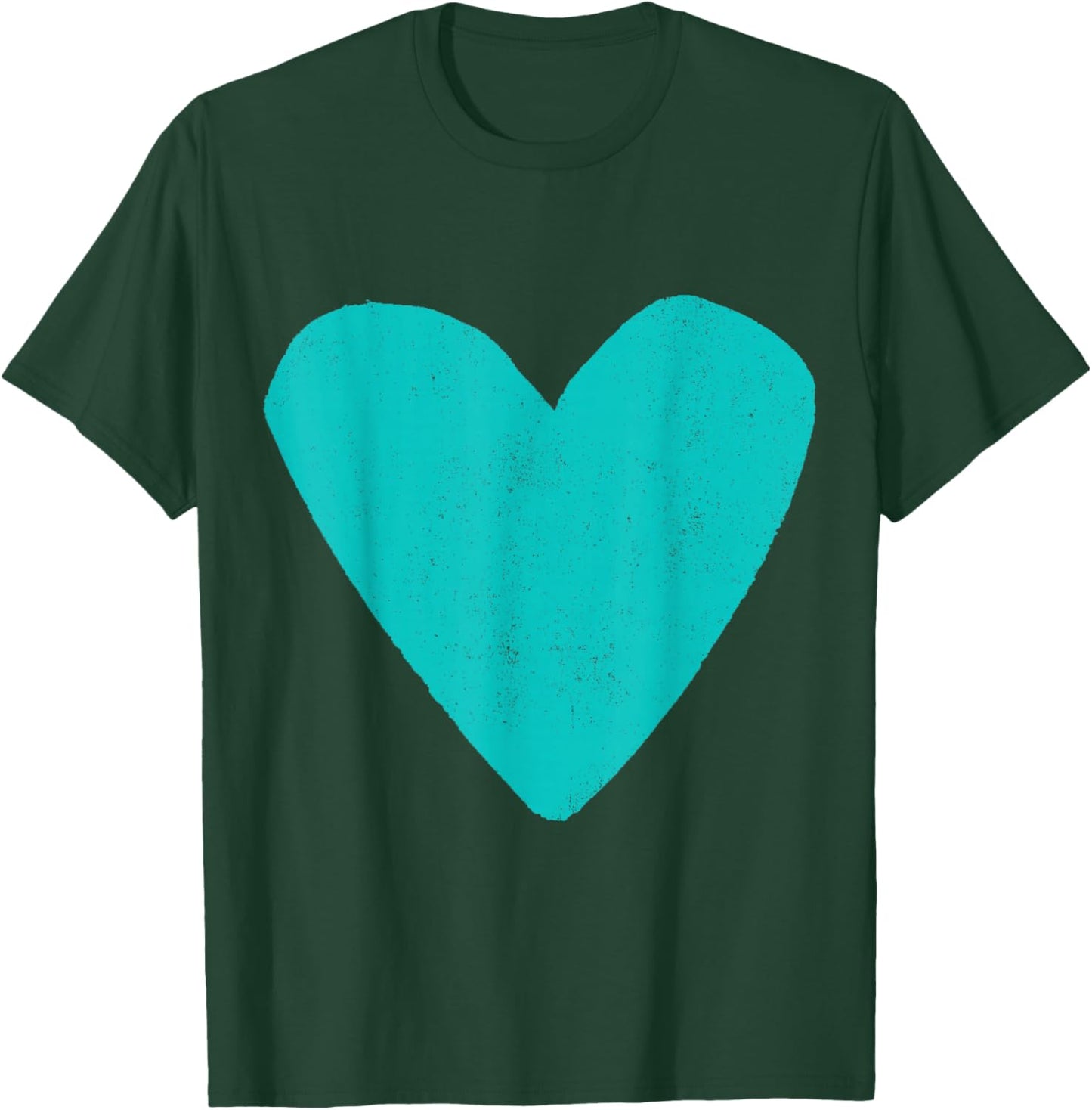 Love Heart Teal Turquoise Color Black T-Shirt - T-Shirt | Forest