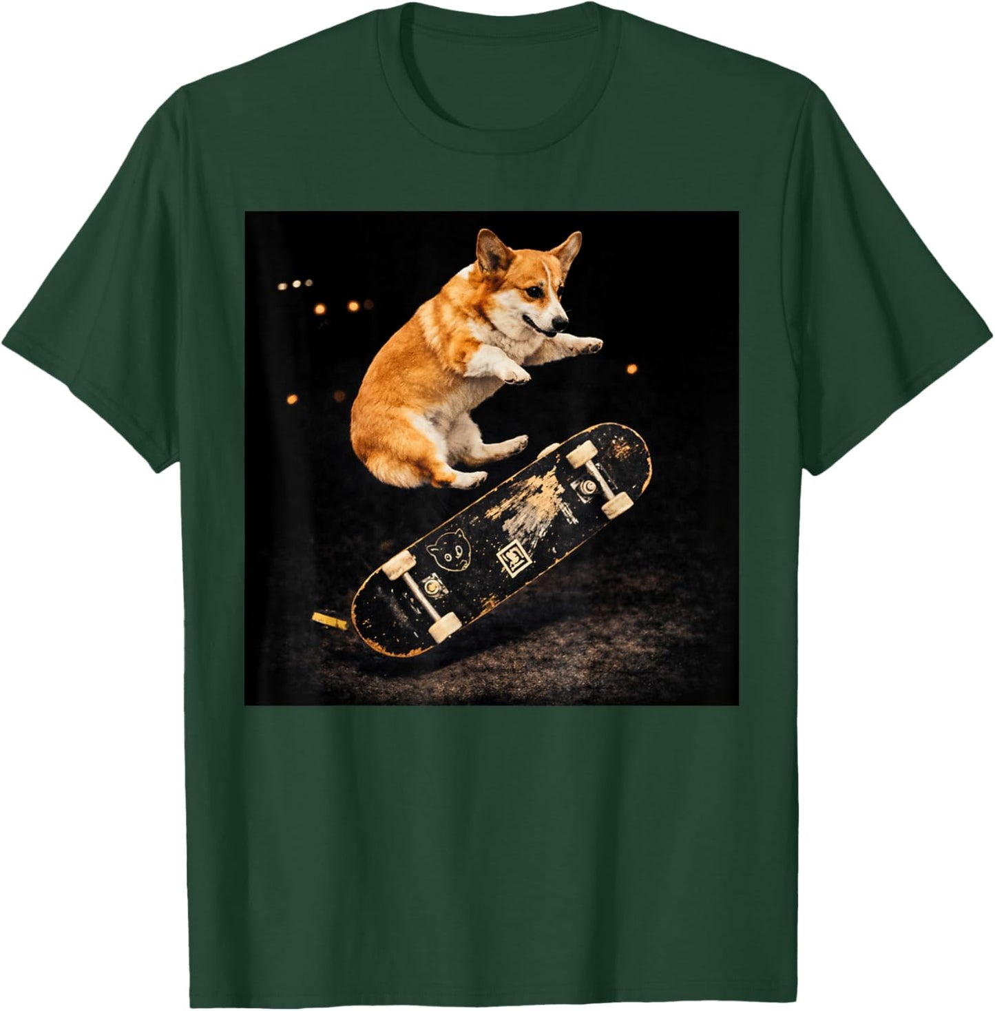 Corgi Skateboarding Funny Dog Street Style Dog Art T-Shirt - T-Shirt | Forest