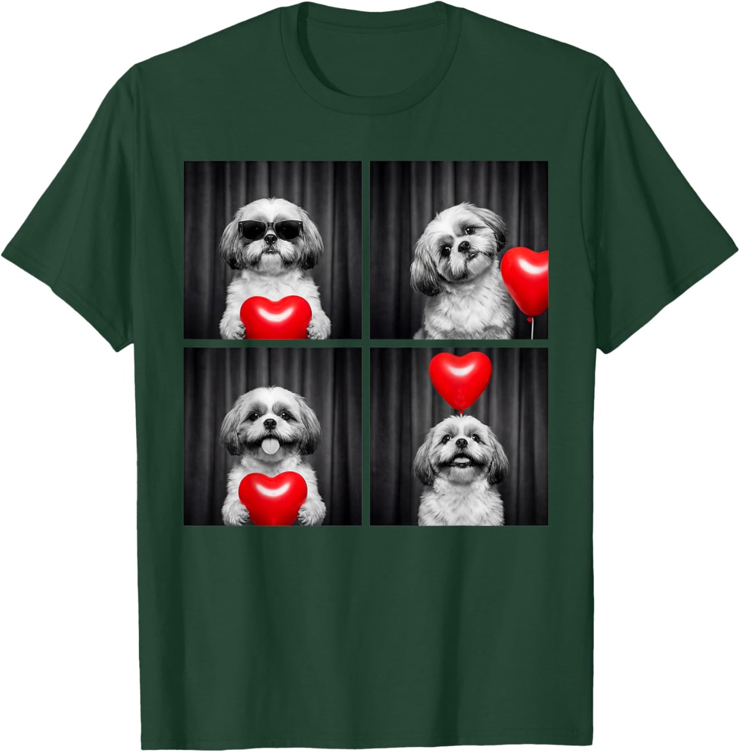 Funny Shih Tzu Photobooth Dog Lover Design Valentines T-Shirt - T-Shirt | Forest