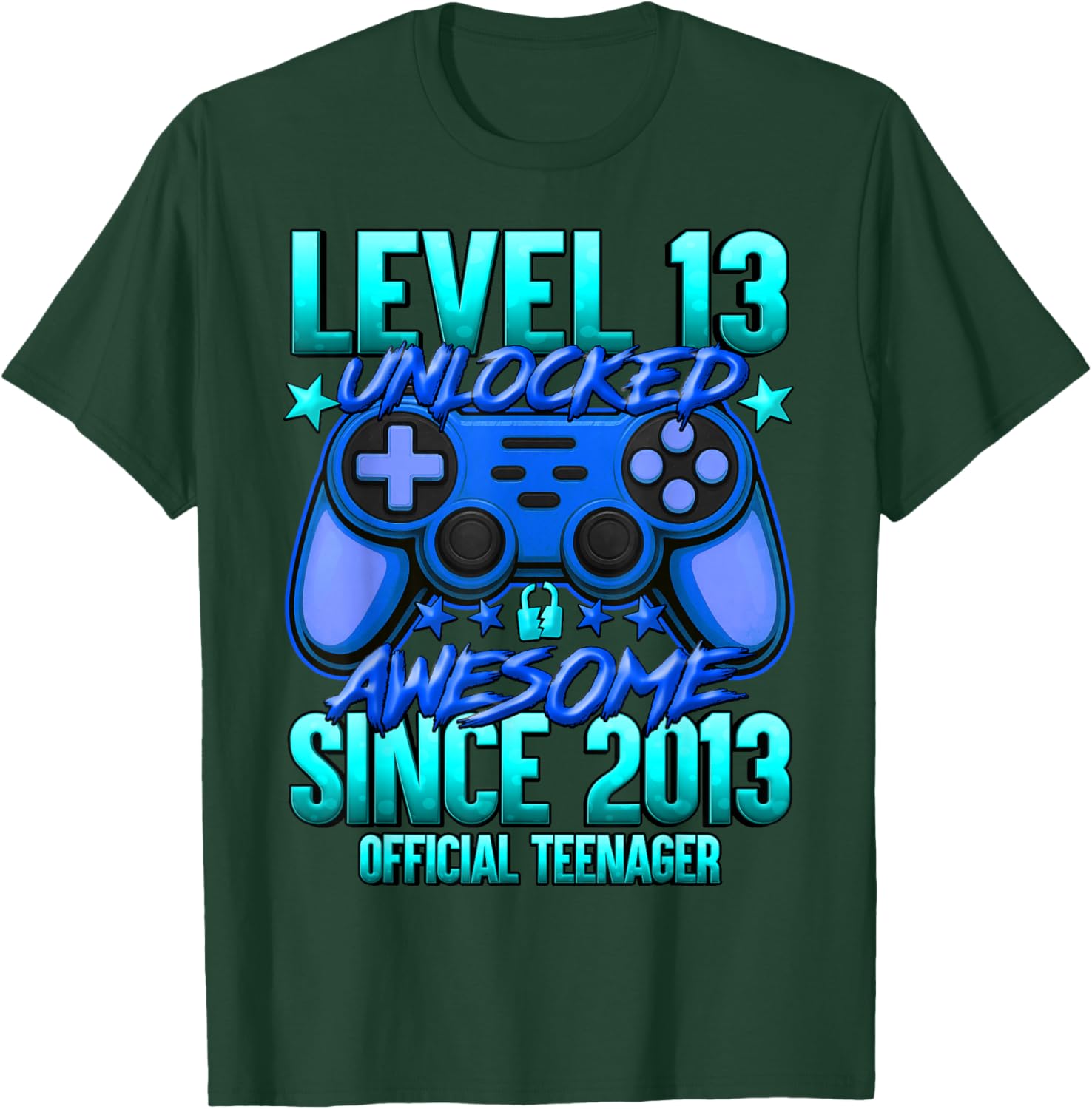 Official Teenager Level 13 Unlocked Boys 13th Birthday Boy T-Shirt - T-Shirt | Forest