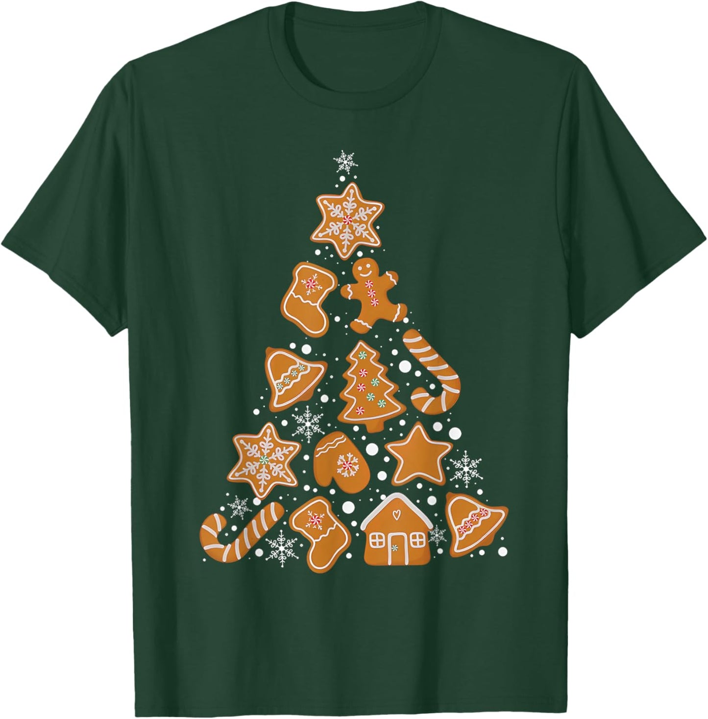 Retro Checkered Gingerbread Christmas Coquette Bow Men Women T-Shirt - T-Shirt | Forest