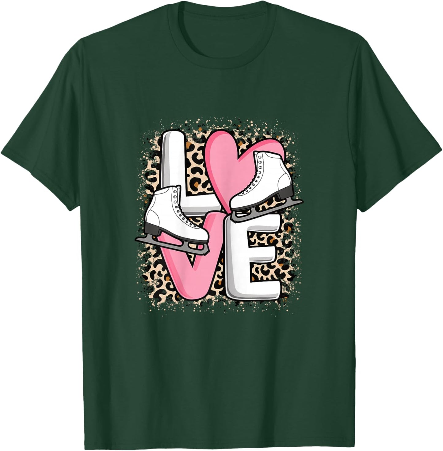 Love Ice Skating Cute Skate Figure Skater Women Girls T-Shirt - T-Shirt | Forest