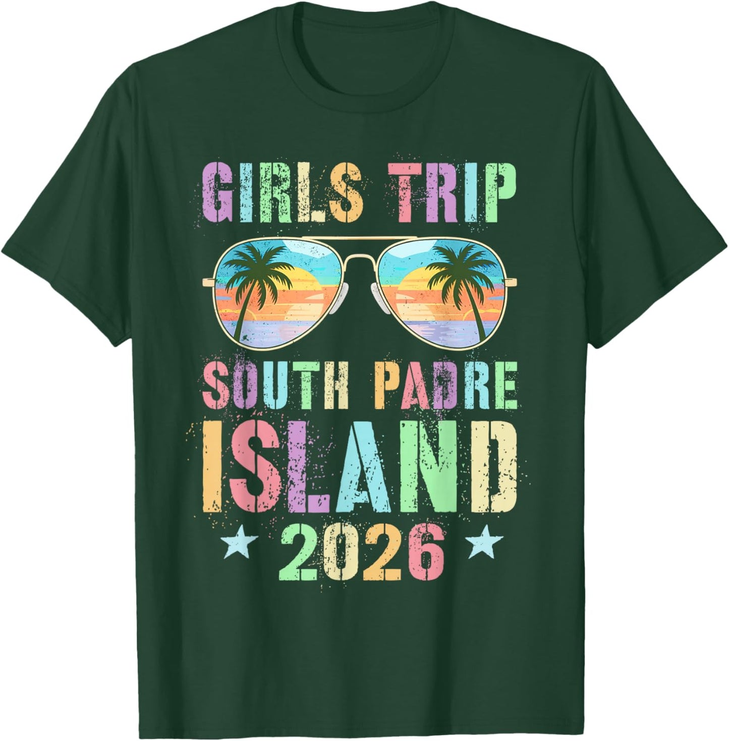 Vintage Girls Trip South Padre Island 2026 Travel Holiday T-Shirt - T-Shirt | Forest