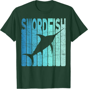 Swordfish Vintage Swordfish Fishing Retro Seafood T-Shirt - T-Shirt | Forest