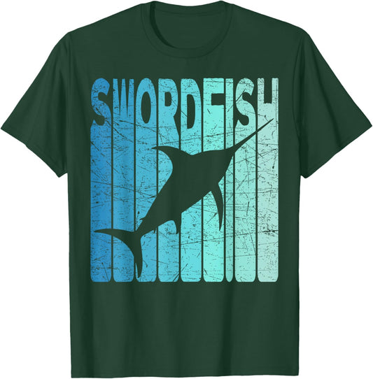 Swordfish Vintage Swordfish Fishing Retro Seafood T-Shirt - T-Shirt | Forest