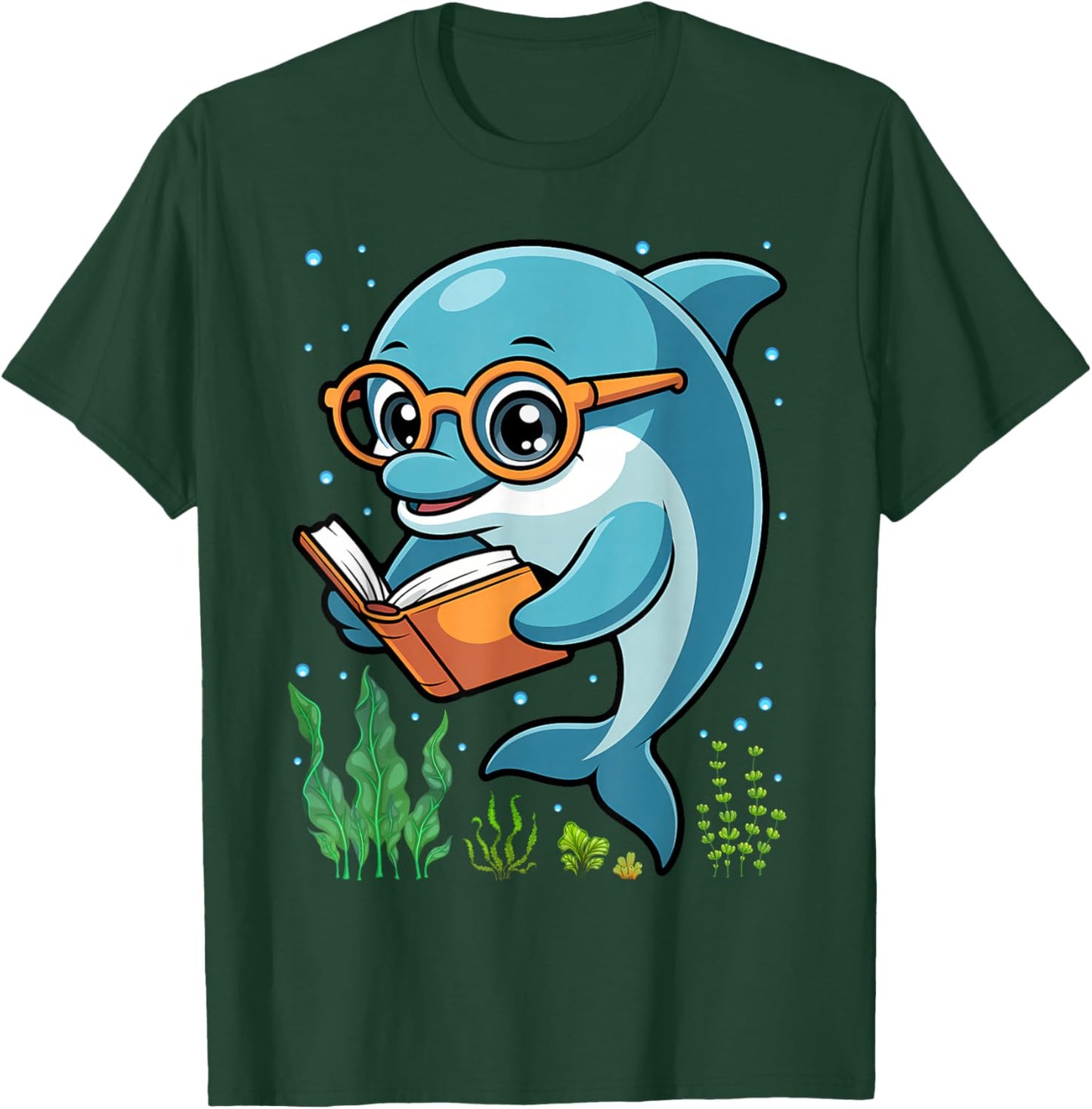 Dolphin Reading Book Matching Bookworm Librarian Books Lover T-Shirt - T-Shirt | Forest