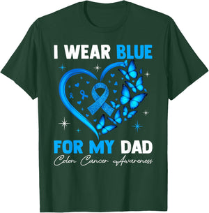 I Wear Blue for My Dad Colon Cancer Blue Ribbon T-Shirt - T-Shirt | Forest