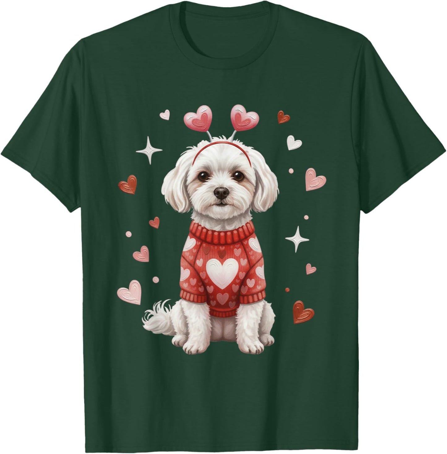 Cute Maltese Valentine Heart Valentines Day T-Shirt - T-Shirt | Forest