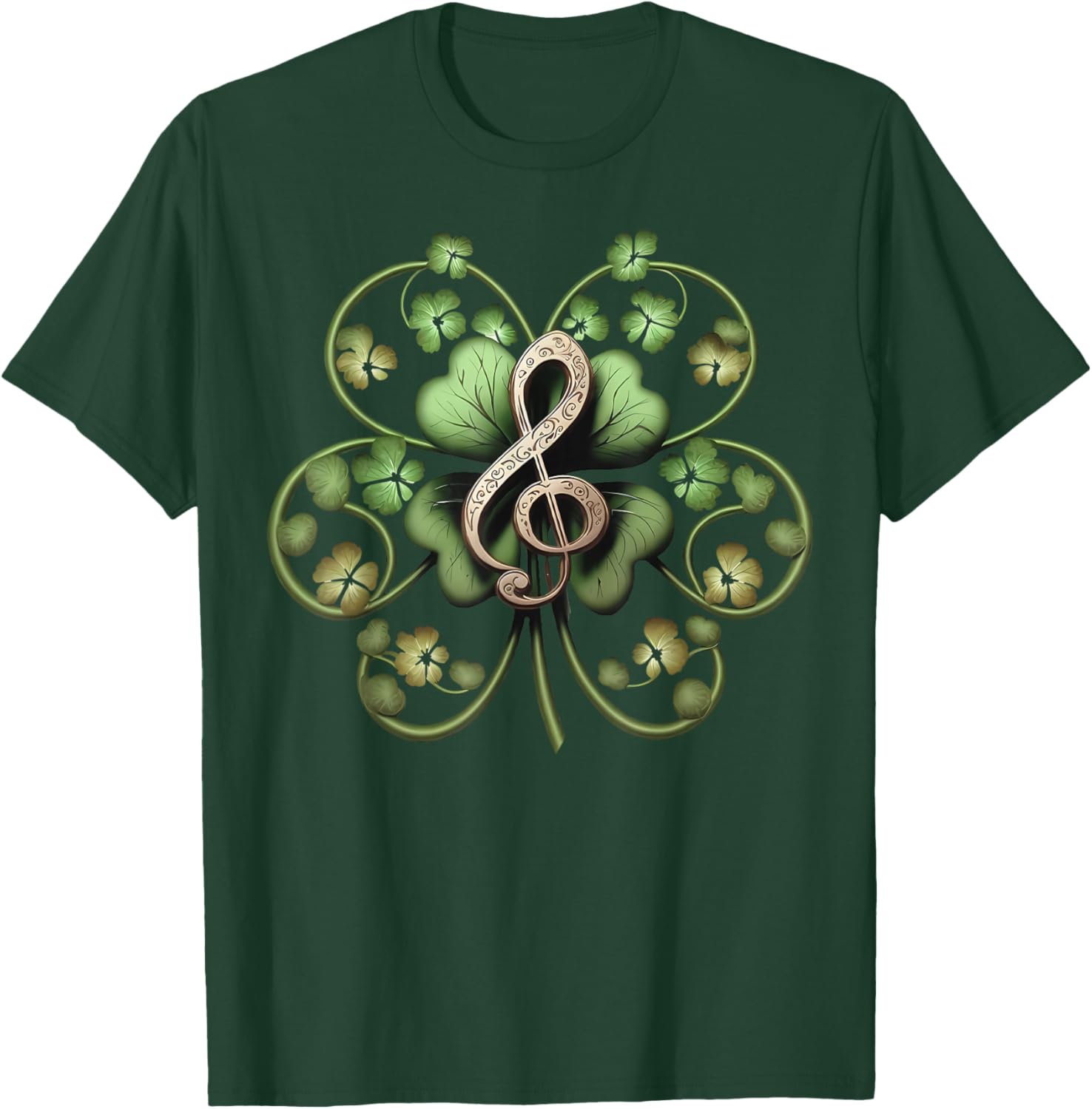 Music Note Shamrock Music Teacher St Patrick's Day Musician T-Shirt - T-Shirt | Forest