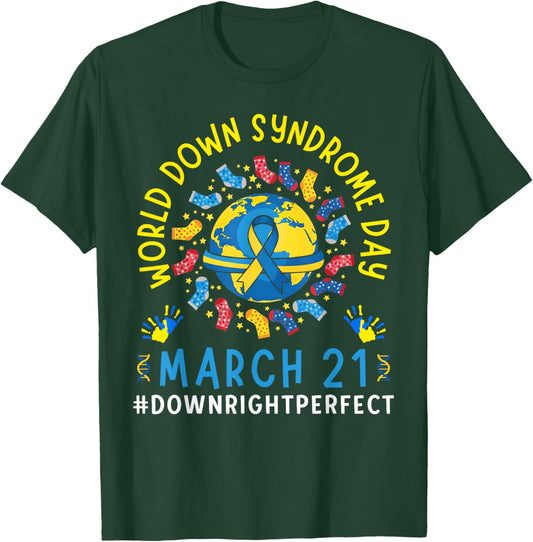 Funny Ribbon World Down Syndrome Day Awareness Support Kids T-Shirt - T-Shirt | Forest