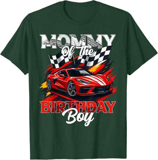 Race Car Mommy of The Birthday Boy Racing Family Pit Crew T-Shirt - T-Shirt | Forest