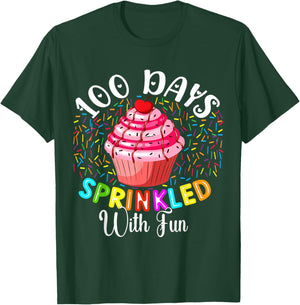 100 Days Sprinkled with Fun Cupcake 100th Day of School T-Shirt - T-Shirt | Forest