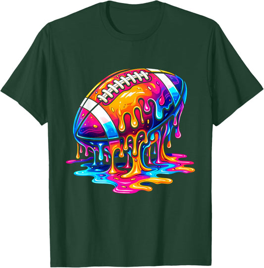 Colorful Ice Cream Drip Football Boys Kids Sport Lovers T-Shirt - T-Shirt | Forest