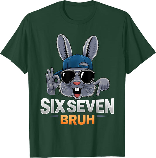 Six Seven Bruh Easter Day Boys Bunny 67 Meme Rabbit Kids T-Shirt - T-Shirt | Forest