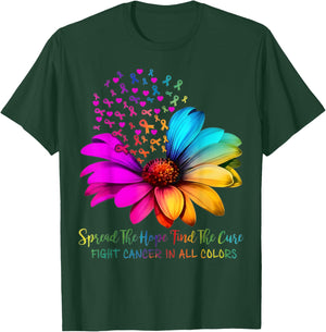 Fight Cancer in All and Every Color Ribbons Flower T-Shirt - T-Shirt | Forest