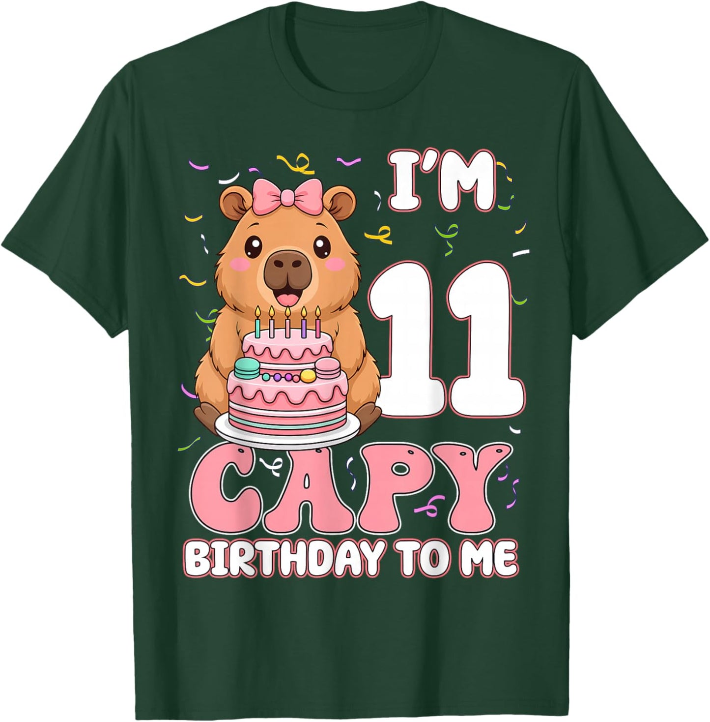 11 Years Old Capy Birthday to Me 11th Birthday Capybara Girl T-Shirt - T-Shirt | Forest