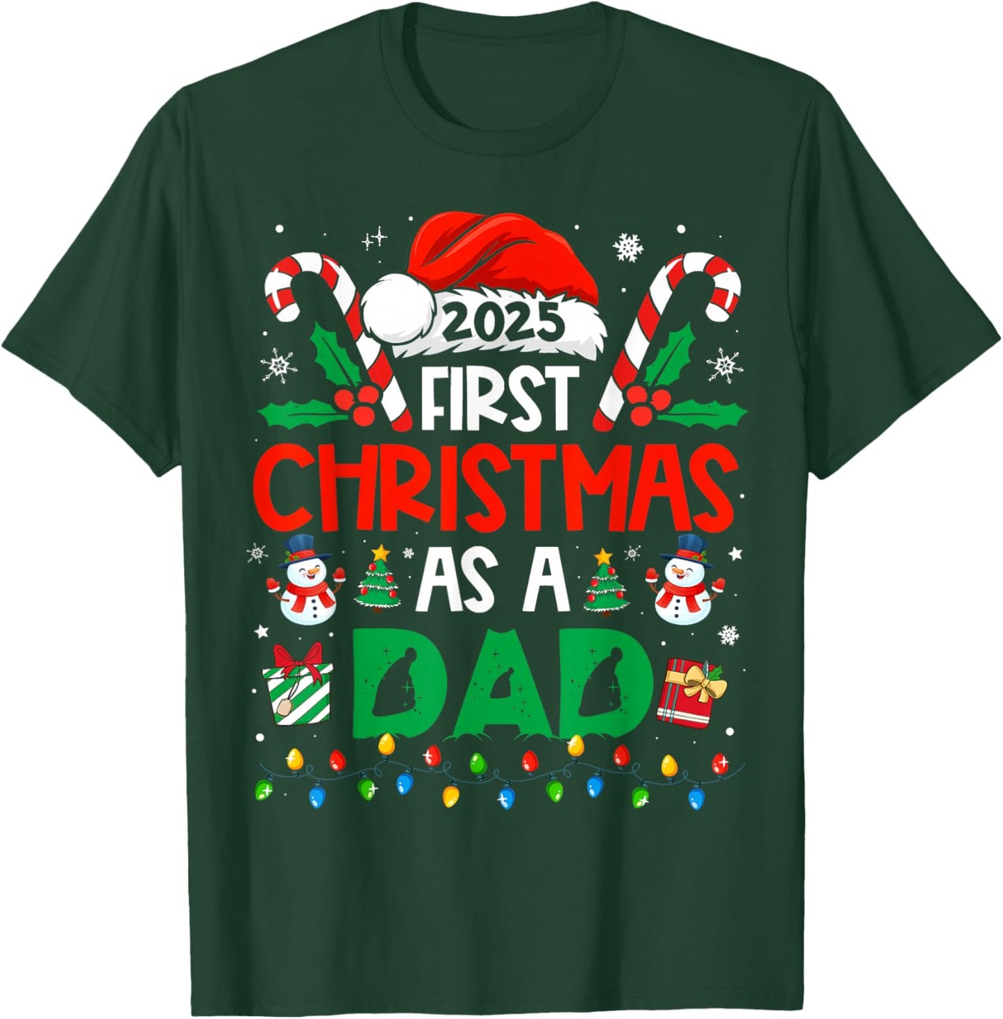 First Christmas As A Dad 2025 Family Matching 1st New Dad T-Shirt - T-Shirt | Forest