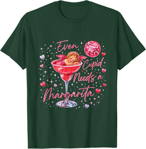 Valentine Romantic Even Cupid Need Margarita Retro Trendy T-Shirt - T-Shirt | Forest