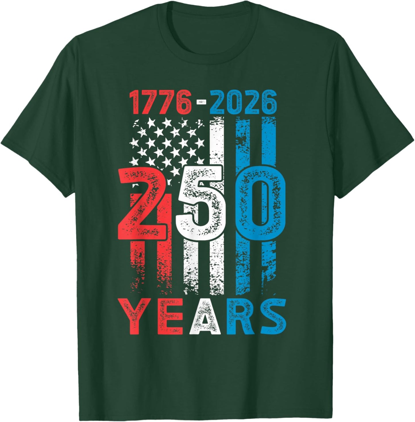 USA 250th Anniversary 4th of July 250 Years American Flag T-Shirt - T-Shirt | Forest