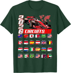 Racing Car Silhouette 2026 Calendar T-Shirt - T-Shirt | Forest