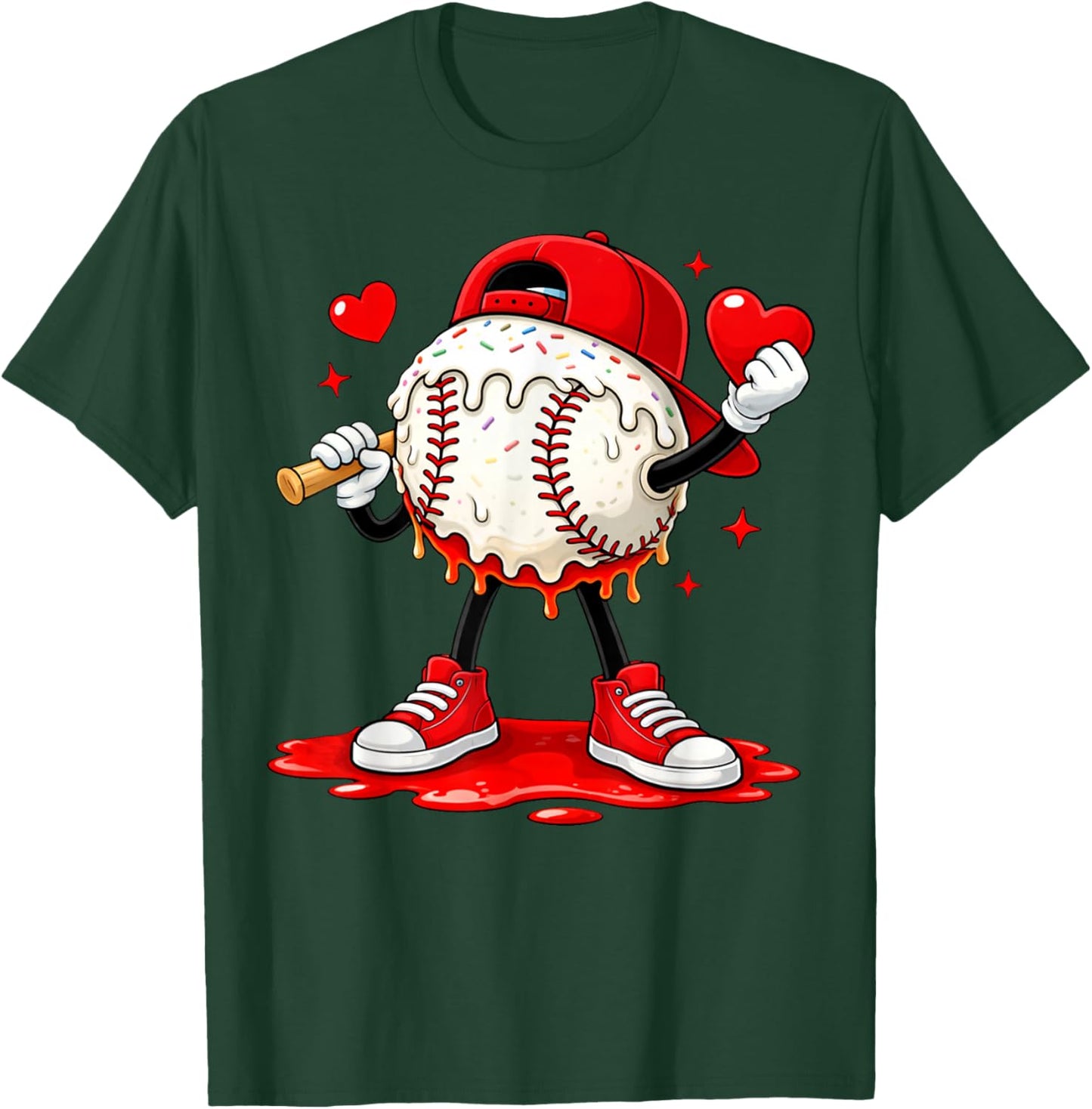 Kids Valentine Baseball Boys Valentines Day T-Shirt - T-Shirt | Forest