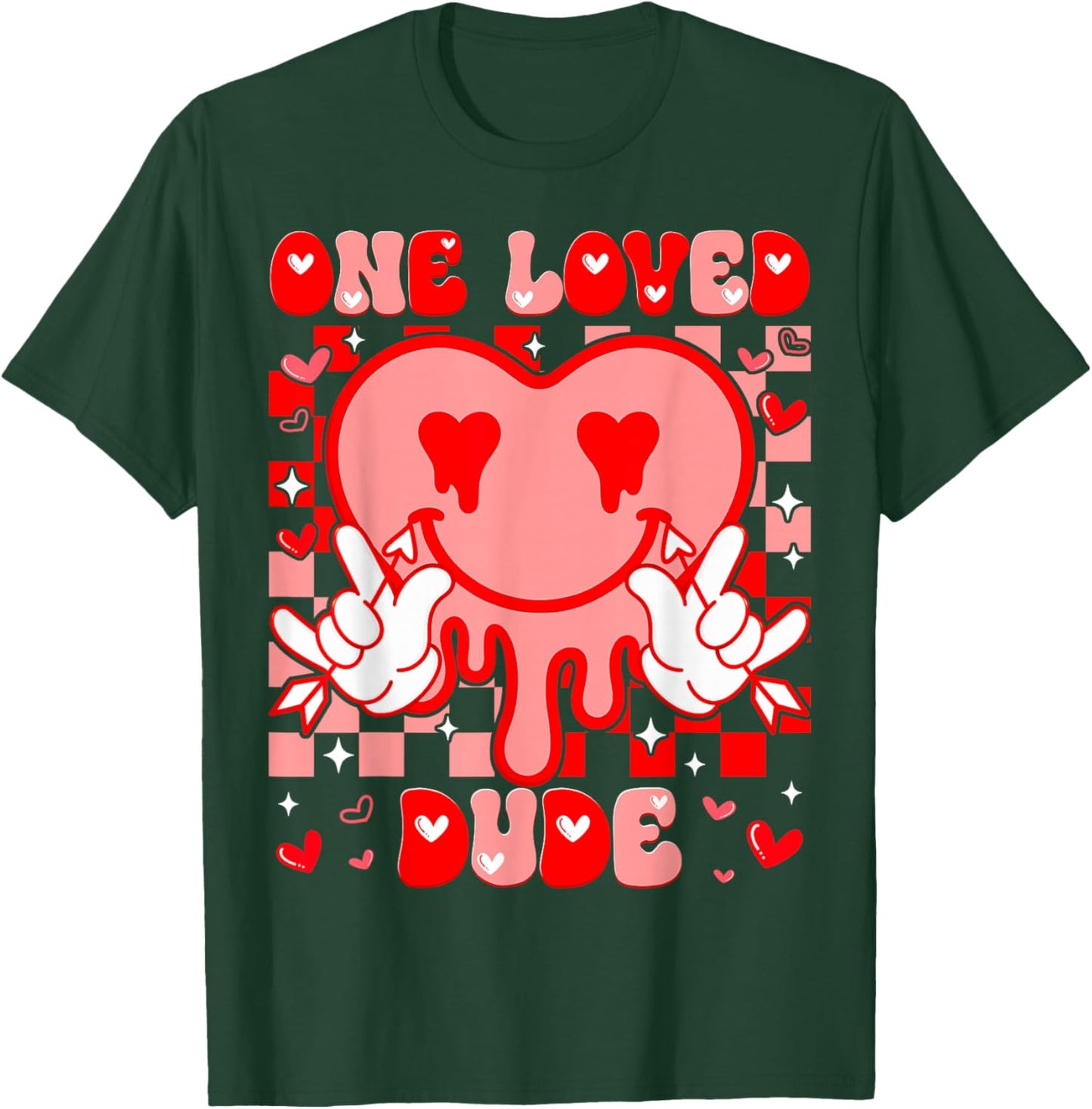 One Love Dude Heart Dripping Peace Sign Valentine Men Boy T-Shirt - T-Shirt | Forest