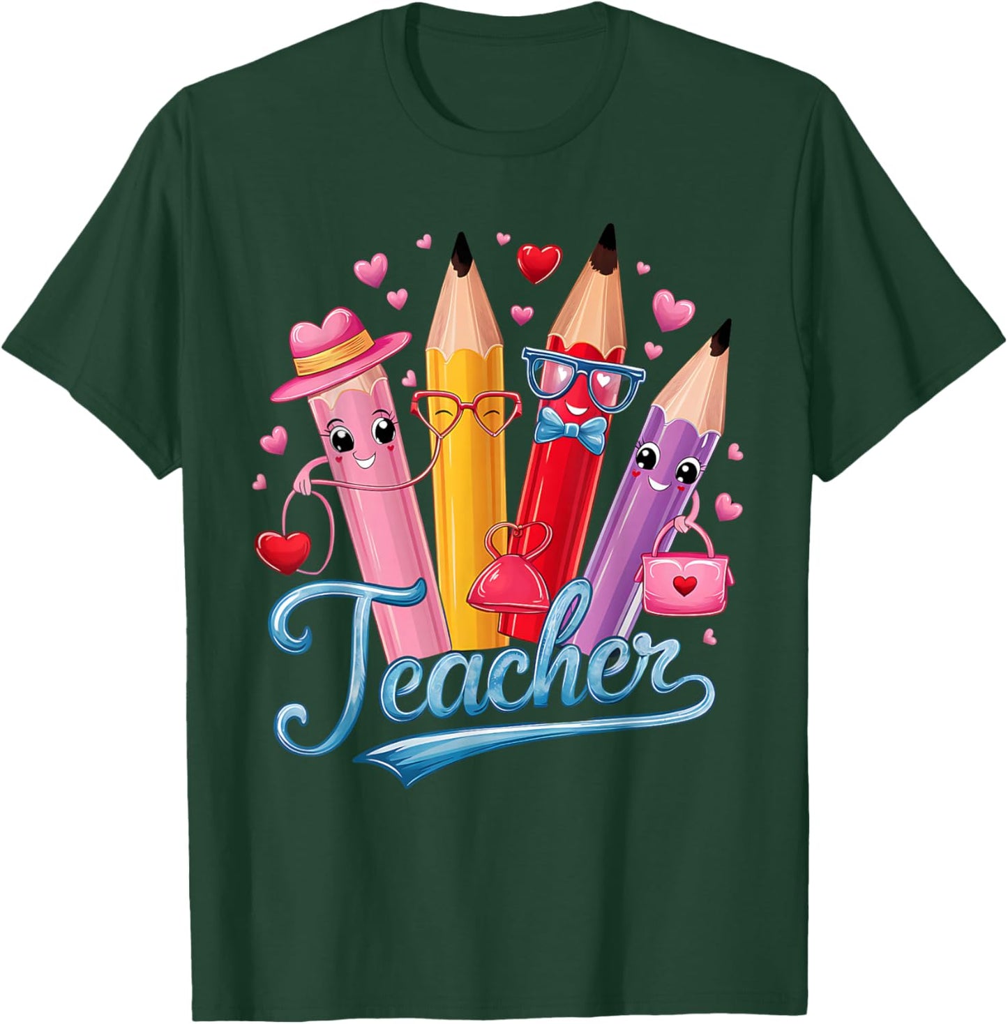 Funny Teacher Valentine Art Classroom Love Theme T-Shirt - T-Shirt | Forest