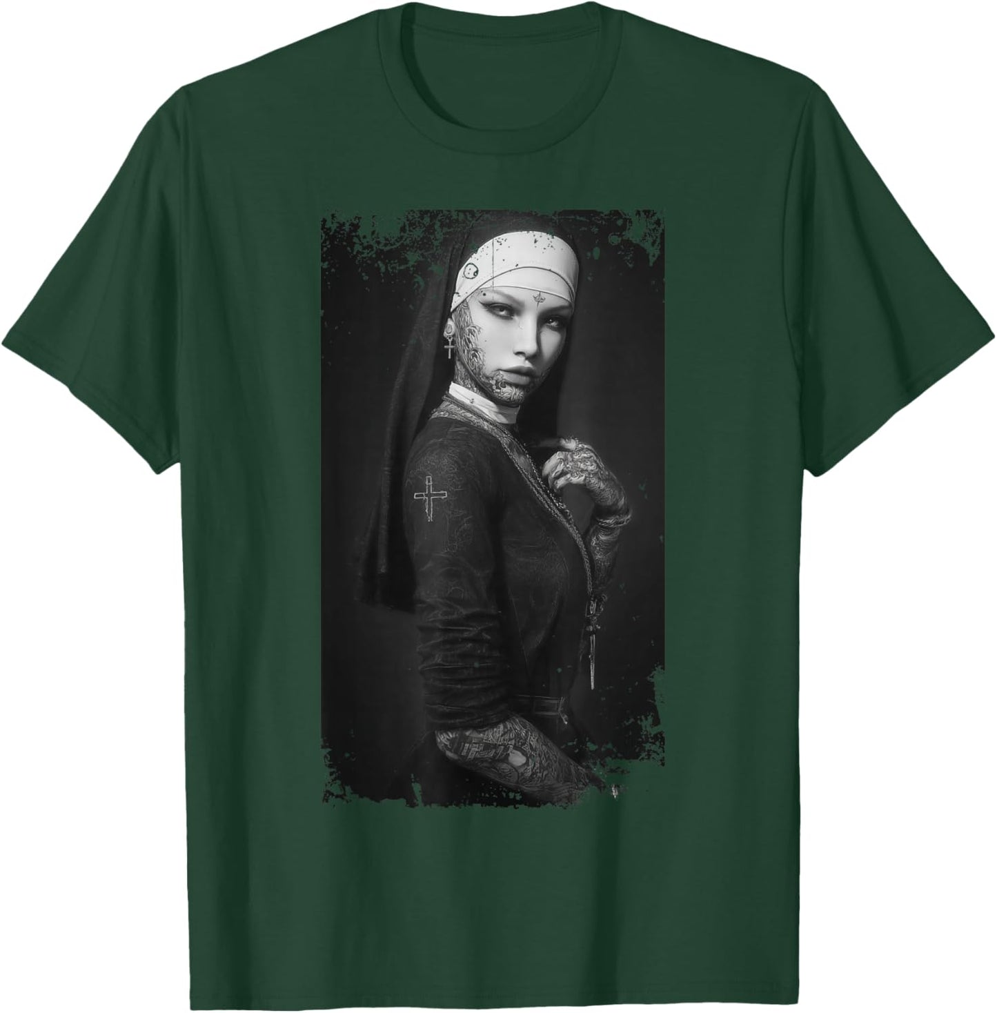 Gothic Nun Dark Tattoos Occult Horror T-Shirt - T-Shirt | Forest