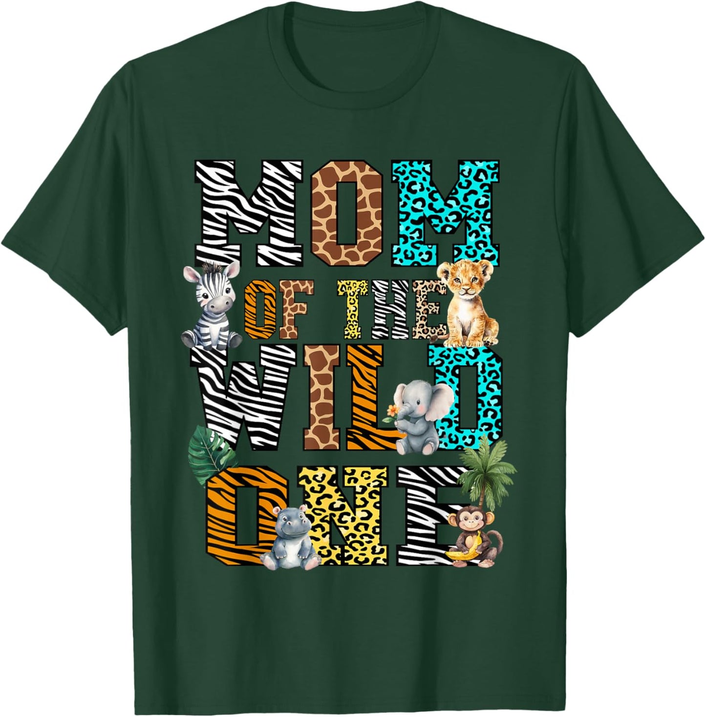 Mom of the Wild One 1st Birthday Jungle Matching Safari Kids T-Shirt - T-Shirt | Forest