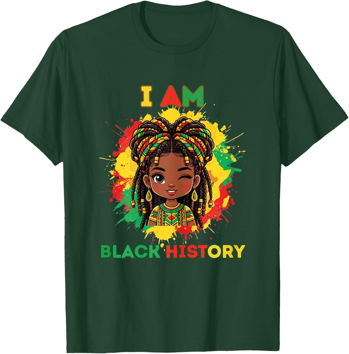 I Am Black History Cute Afro Girl Black History Month T-Shirt - T-Shirt | Forest