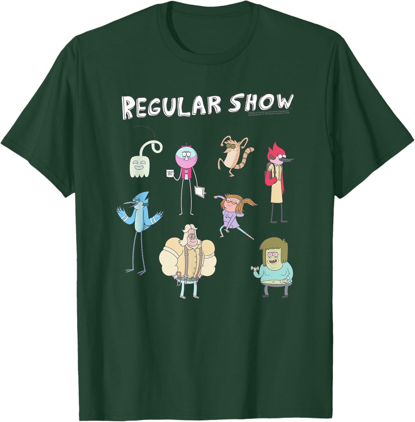 Regular Show Colorful Character Chart Collage Funny Cartoon T-Shirt - T-Shirt | Forest