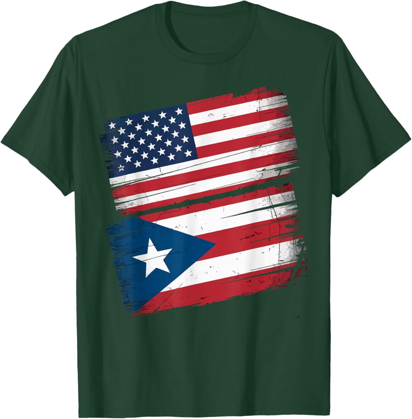 Puerto Rico USA Flag Puerto Rican American Design T-Shirt - T-Shirt | Forest