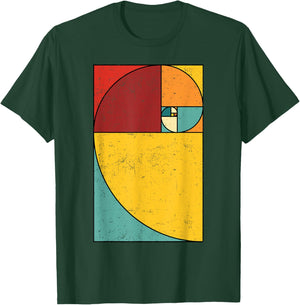 Fibonacci Spiral Geometry Art T-Shirt - T-Shirt | Forest